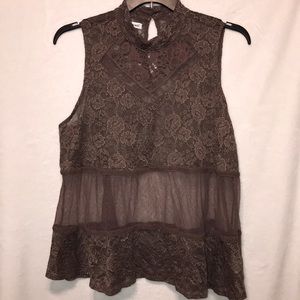 Maurices mauve purple sheer lace tank